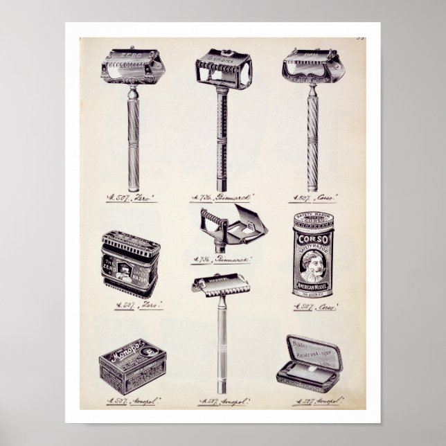 Póster Equipo de afeitado masculino, de un catálogo comer (Frente)