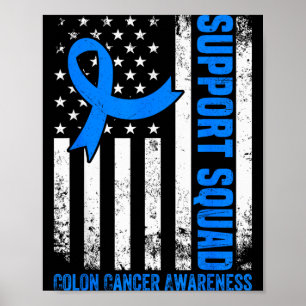 Póster Equipo de Apoyo Bandera Americana USA Cáncer de Co
