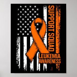 Póster Equipo de Apoyo Cinta Naranja Leucemia Cáncer de S