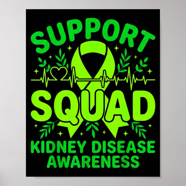 Póster Equipo de Apoyo Cinta Verde Enfermedad Renal (Frente)