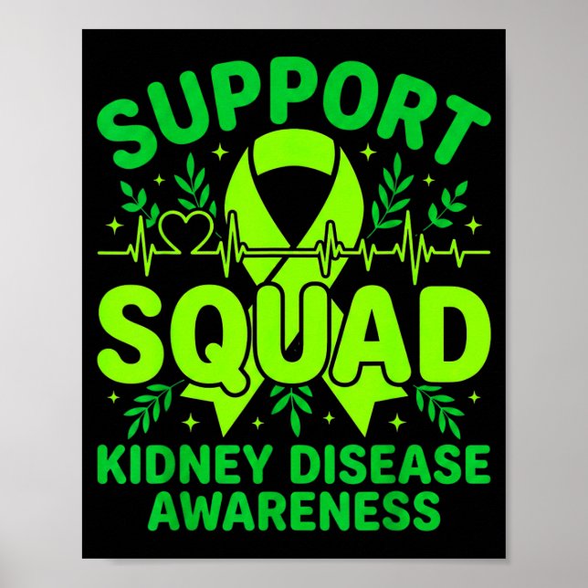 Póster Equipo de Apoyo Cinta Verde Enfermedad Renal (Frente)