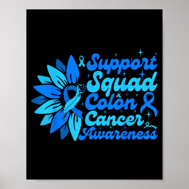 Póster Equipo de Apoyo Girasol Colon Azul Cáncer (Frente)