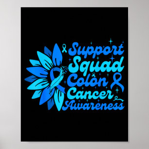 Póster Equipo de apoyo girasol colon cáncer azul