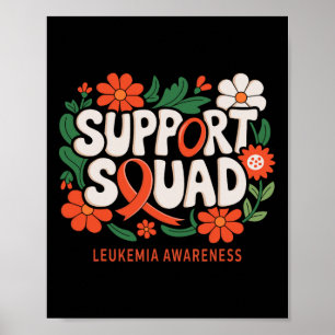 Póster Equipo de Apoyo Lazo Naranja Leucemia Cáncer de Sa