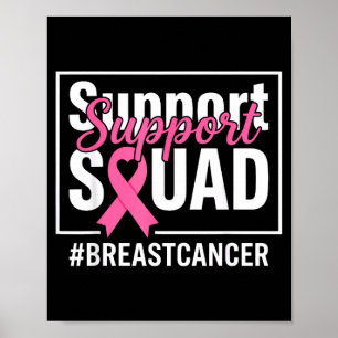 Póster Equipo de apoyo lazo rosa conciencia del cáncer de