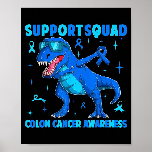Póster Equipo de apoyo t-rex dinosaurio cáncer de colon (Frente)