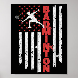 Póster Equipo de bádminton Bandera americana de EE. UU. B