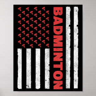 Póster Equipo de bádminton Bandera americana de EE. UU. b