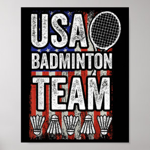 Póster Equipo de bádminton de EE. UU. Bandera estadounide