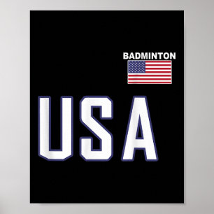 Póster Equipo de bádminton de la bandera de EE. UU. Jugad