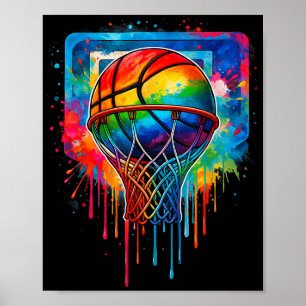 Póster Equipo de Baller de Baloncesto Colorido