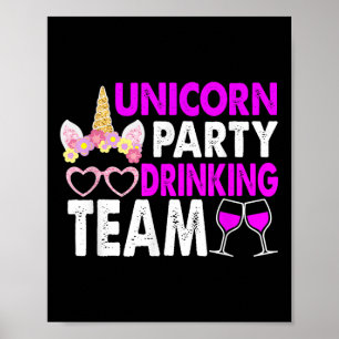 Póster Equipo de Bebida de Fiesta de Unicornios Boda Novi