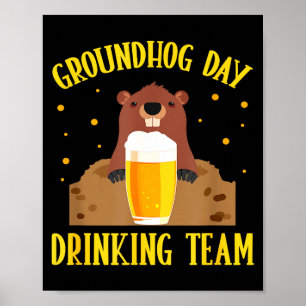 Póster Equipo de Bebida del Día de la Marmota Divertido A