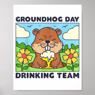 Póster Equipo de bebida del día de la marmota Hombres div