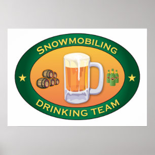 Póster Equipo de bebidas en moto de nieve