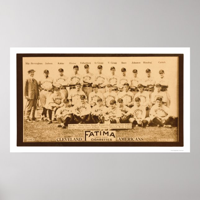 Póster Equipo de béisbol Cleveland 1913 (Frente)