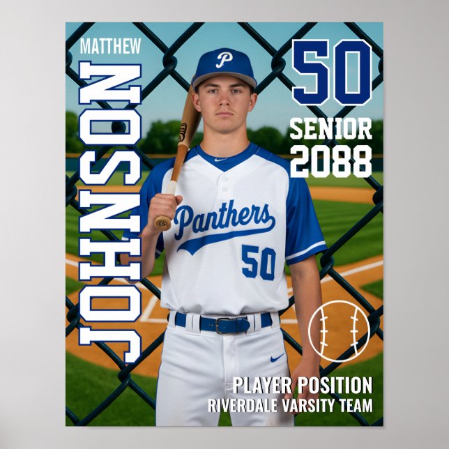 Póster Equipo de béisbol senior foto personalizada deport (Frente)
