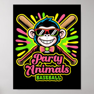 Póster Equipo de béisbol vintage divertido de plátano de 