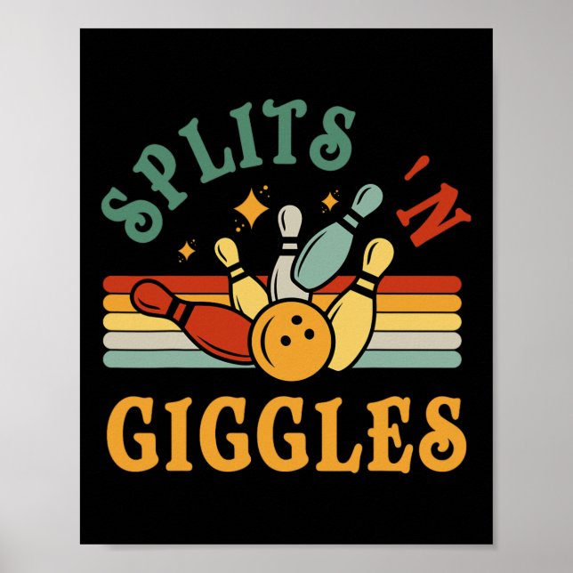Póster Equipo de bolos Funny Splits n Giggles Hombres Muj (Frente)