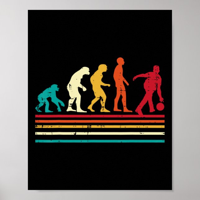 Póster Equipo de bolos retro Bowler Evolution hombres muj (Frente)