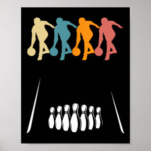 Póster Equipo de bolos retro de 10 bolos divertido jugado