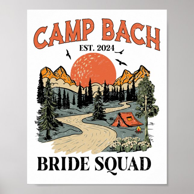Póster Equipo de Campamento Bach Novia Squad Senderismo C (Frente)