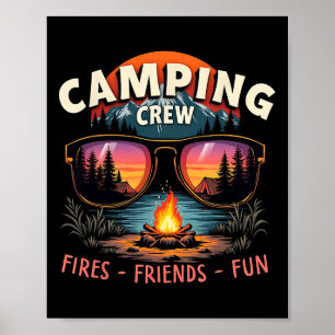 Póster Equipo de Camping Despierta Diversión de Amigos Va
