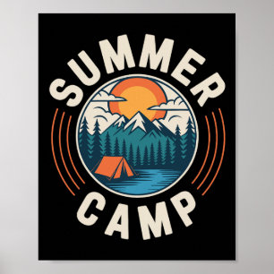 Póster Equipo de Camping en la Montaña de Vacaciones de C