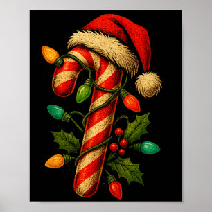 Póster Equipo de Caramelo de Navidad Luces Familiares X