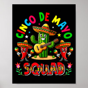 Póster Equipo De Cinco De Mayo Sombrero De Cactus Mexican