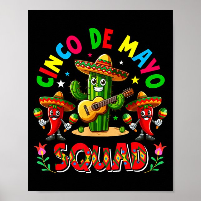 Póster Equipo De Cinco De Mayo Sombrero De Cactus Mexican (Frente)