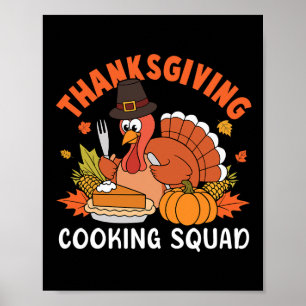 Póster Equipo De Cocina De Acción De Gracias Chef De Pavo