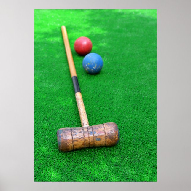Póster Equipo de croquet sobre césped artificial (Frente)