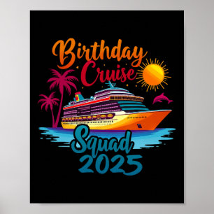 Póster Equipo de crucero de cumpleaños 2025 Fiesta de cum