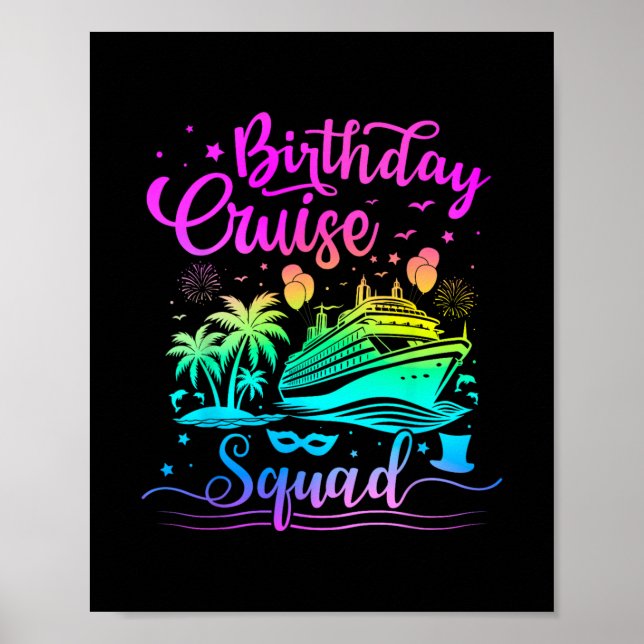 Póster Equipo de crucero de cumpleaños coincidente para v (Frente)