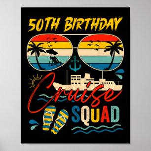 Póster Equipo de crucero de cumpleaños número 50 Vacacion