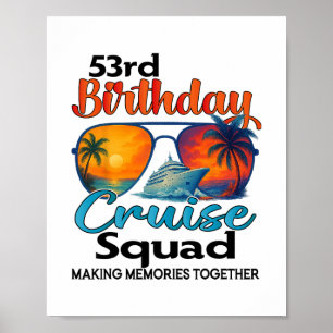 Póster Equipo de crucero de cumpleaños número 53 amigos v