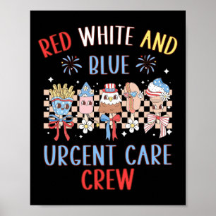 Póster Equipo De Cuidados Urgentes De Color Blanco Rojo Y
