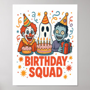 Póster Equipo de Cumpleaños de Halloween Payaso Espeluzna
