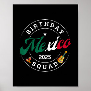 Póster Equipo de Cumpleaños México 2025 Viaje Fiesta Vaca