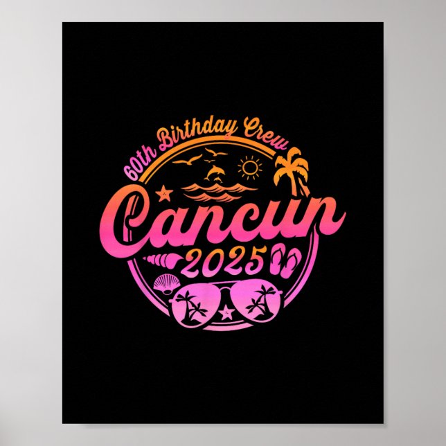Póster Equipo de cumpleaños número 60 de Cancun 2025 Vaca (Frente)