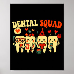 Póster Equipo de enfermeras dentales día de San Valentín