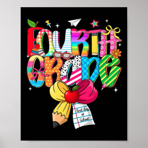 Póster Equipo de ensueño de 4to grado preppy para el regr