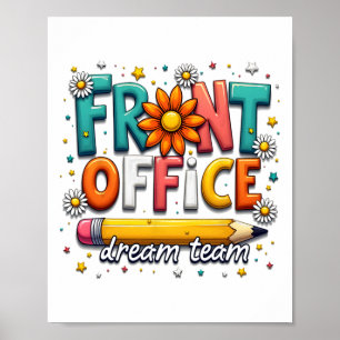 Póster Equipo de ensueño de oficina frontal genial feliz