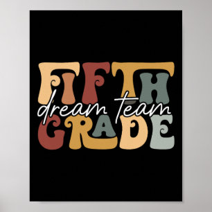Póster Equipo de ensueño de quinto grado retro Profesor g