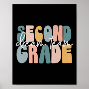 Póster Equipo de ensueño de segundo grado Retro Groovy Pr