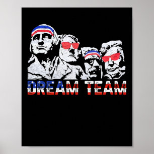 Póster Equipo de ensueño divertido patriótico retro de la