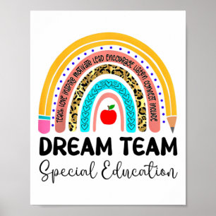 Póster Equipo de ensueño Educación Especial Boho Arcoíris
