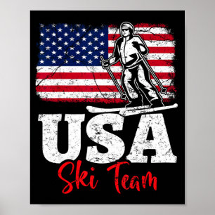 Póster equipo de esquí de EE. UU. América esquí deportes 