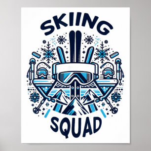 Póster Equipo de esquí para aventureros de la nieve que e